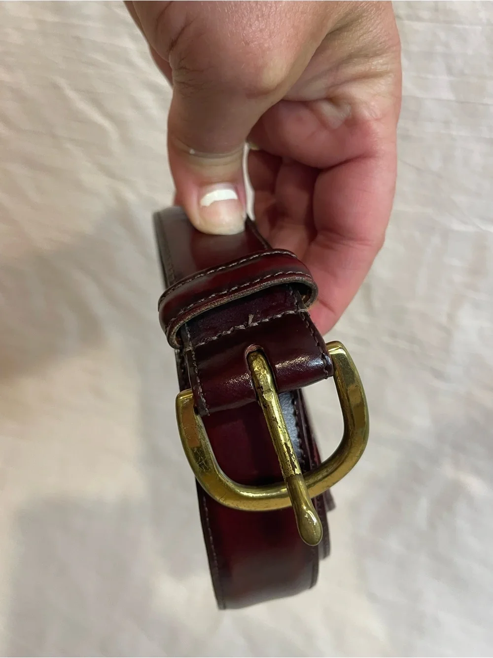 Vintage Coach Burgundy Leather Belt Brass Buckle USA Made Size 34 Unisex
